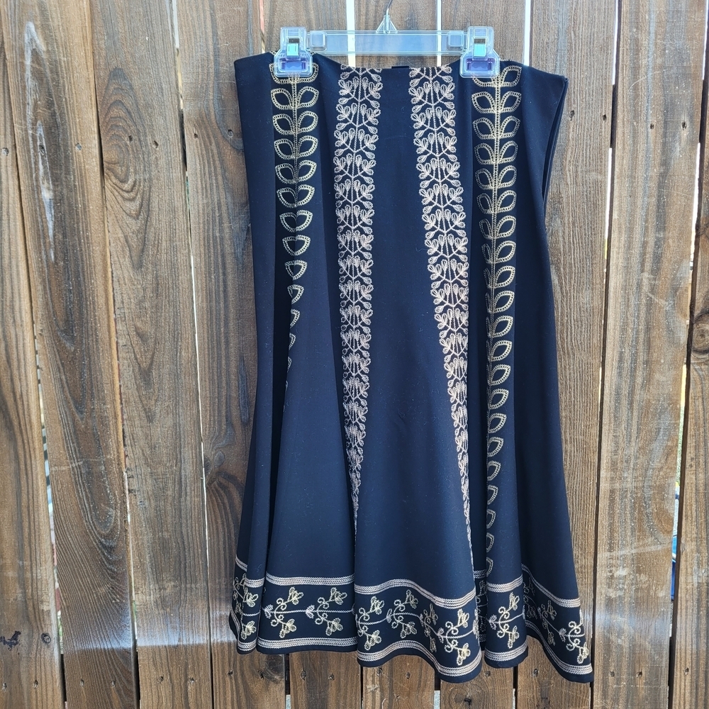 Allison Taylor Black Skirt with Gold Embroidery - Picture 2 of 4